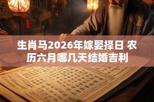 生肖马2026年嫁娶择日 农历六月哪几天结婚吉利