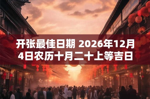 开张最佳日期 2026年12月4日农历十月二十上等吉日吗