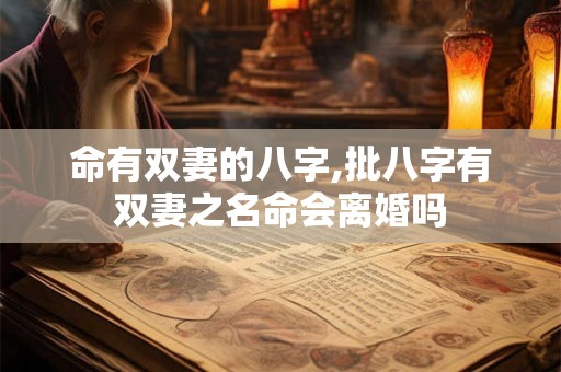 命有双妻的八字,批八字有双妻之名命会离婚吗