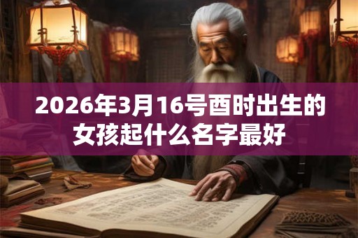 2026年3月16号酉时出生的女孩起什么名字最好