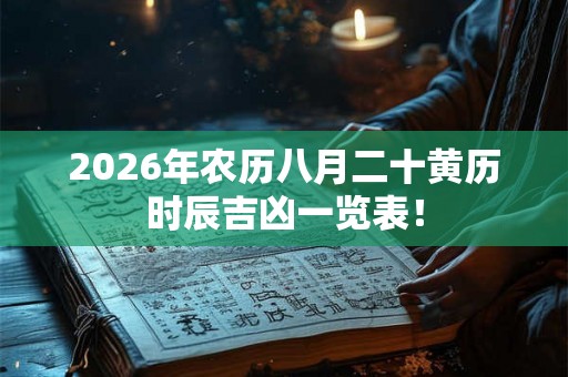 2026年农历八月二十黄历时辰吉凶一览表！