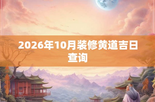 2026年10月装修黄道吉日查询