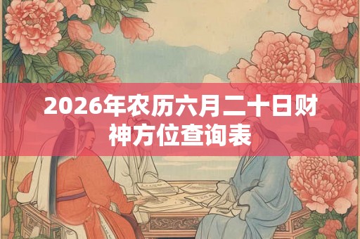 2026年农历六月二十日财神方位查询表