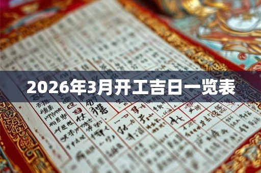 2026年3月开工吉日一览表 2026年3月开工吉日一览表