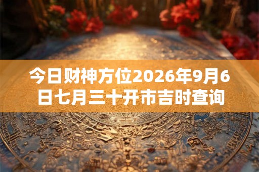 今日财神方位2026年9月6日七月三十开市吉时查询