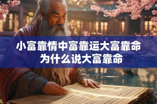 小富靠情中富靠运大富靠命  为什么说大富靠命