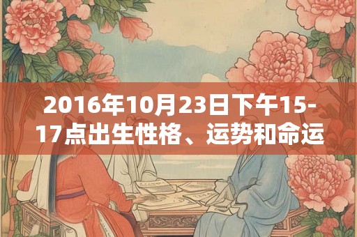2016年10月23日下午15-17点出生性格、运势和命运