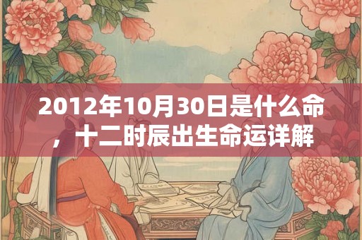 2012年10月30日是什么命，十二时辰出生命运详解