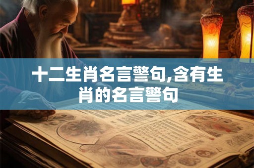 十二生肖名言警句,含有生肖的名言警句
