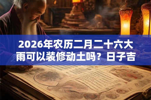 2026年农历二月二十六大雨可以装修动土吗？日子吉不吉利？