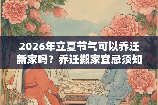 2026年立夏节气可以乔迁新家吗?乔迁搬家宜忌须知 2026年立夏节气可以乔迁新家吗?乔迁搬家宜忌须知