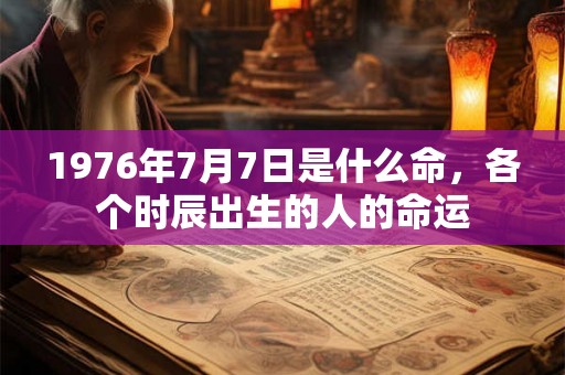 1976年7月7日是什么命，各个时辰出生的人的命运
