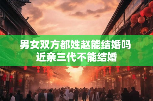 男女双方都姓赵能结婚吗 近亲三代不能结婚