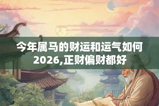 今年属马的财运和运气如何2026,正财偏财都好