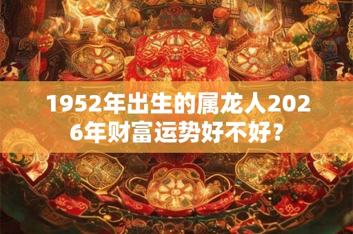 1952年出生的属龙人2026年财富运势好不好？
