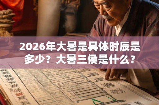 2026年大暑是具体时辰是多少？大暑三侯是什么？