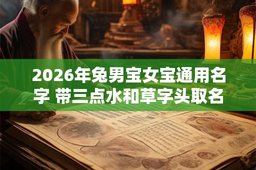 2026年兔男宝女宝通用名字 带三点水和草字头取名
