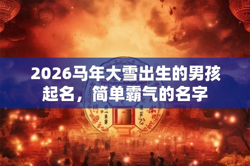 2026马年大雪出生的男孩起名，简单霸气的名字