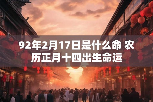 92年2月17日是什么命 农历正月十四出生命运