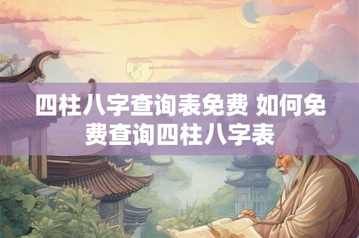 四柱八字查询表免费 如何免费查询四柱八字表