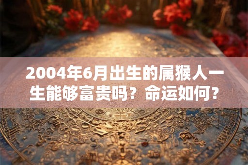 2004年6月出生的属猴人一生能够富贵吗？命运如何？