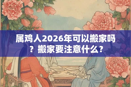 属鸡人2026年可以搬家吗？搬家要注意什么？