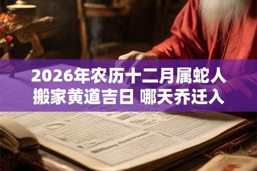 2026年农历十二月属蛇人搬家黄道吉日 哪天乔迁入住最吉利 2026年农历十二月属蛇人搬家黄道吉日 哪天乔迁入住最吉利