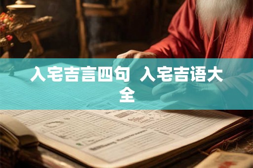 入宅吉言四句  入宅吉语大全
