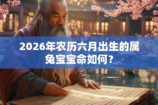 2026年农历六月出生的属兔宝宝命如何？