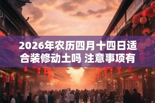 2026年农历四月十四日适合装修动土吗 注意事项有哪些