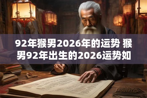 92年猴男2026年的运势 猴男92年出生的2026运势如何