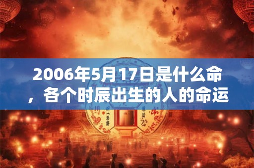 2006年5月17日是什么命，各个时辰出生的人的命运