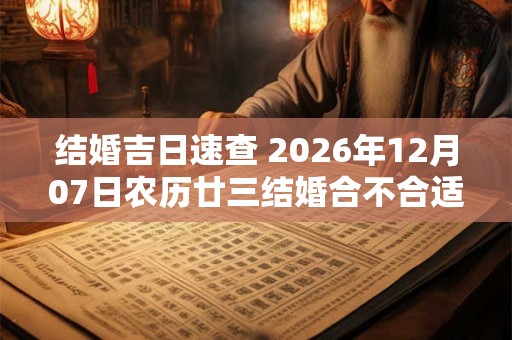 结婚吉日速查 2026年12月07日农历廿三结婚合不合适