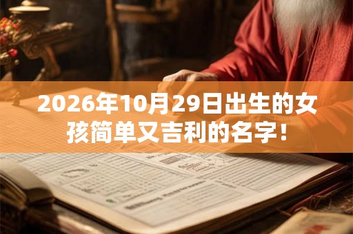 2026年10月29日出生的女孩简单又吉利的名字！