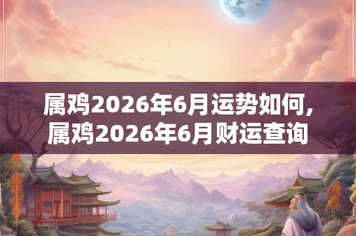 属鸡2026年6月运势如何,属鸡2026年6月财运查询