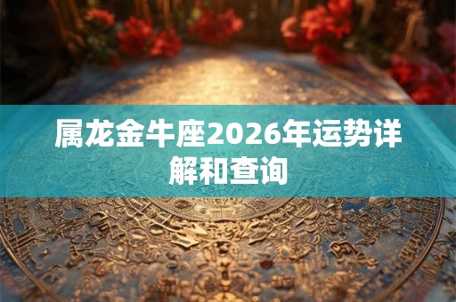 属龙金牛座2026年运势详解和查询