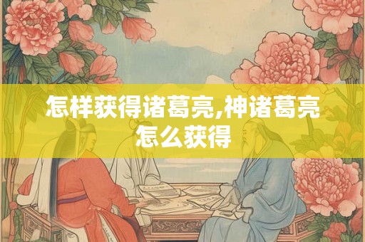 怎样获得诸葛亮,神诸葛亮怎么获得