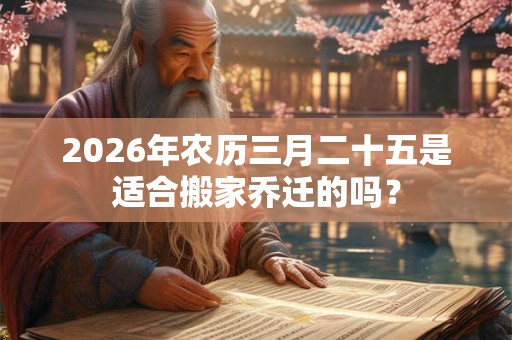 2026年农历三月二十五是适合搬家乔迁的吗? 2026年农历三月二十五是适合搬家乔迁的吗?