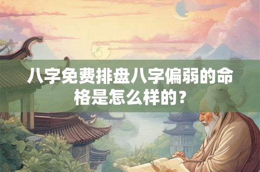 八字免费排盘八字偏弱的命格是怎么样的？