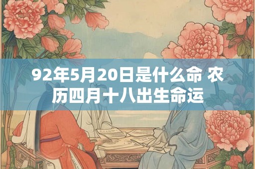 92年5月20日是什么命 农历四月十八出生命运