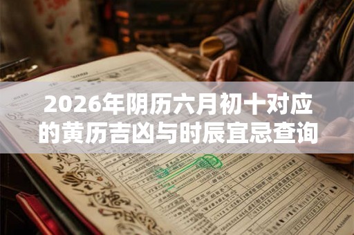 2026年阴历六月初十对应的黄历吉凶与时辰宜忌查询