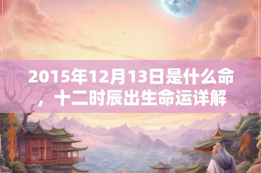 2015年12月13日是什么命，十二时辰出生命运详解