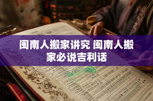 闽南人搬家讲究 闽南人搬家必说吉利话