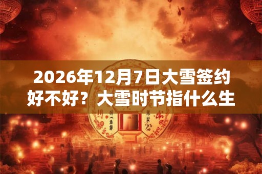 2026年12月7日大雪签约好不好？大雪时节指什么生肖？