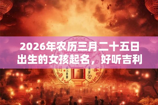 2026年农历三月二十五日出生的女孩起名,好听吉利的名字推荐 2026年农历三月二十五日出生的女孩起名,好听吉利的名字推荐