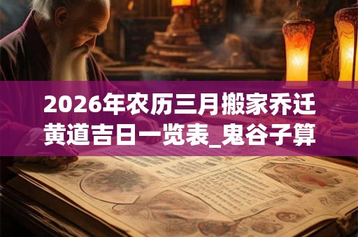 2026年农历三月搬家乔迁黄道吉日一览表_鬼谷子算命网