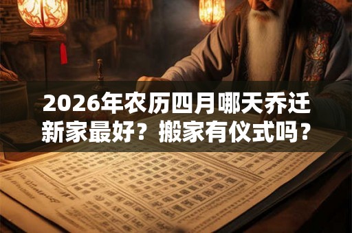 2026年农历四月哪天乔迁新家最好?搬家有仪式吗? 2026年农历四月哪天乔迁新家最好?搬家有仪式吗?