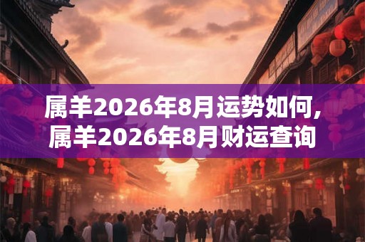 属羊2026年8月运势如何,属羊2026年8月财运查询