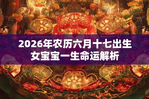 2026年农历六月十七出生女宝宝一生命运解析