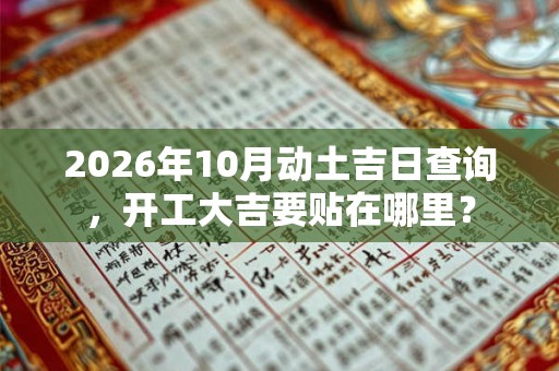 2026年10月动土吉日查询，开工大吉要贴在哪里？